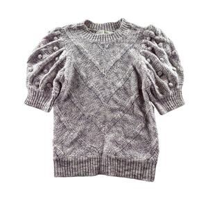 Marie Oliver Ives Knit Sweater XS Purple Textured Puff Sleeve Bauble Preppy